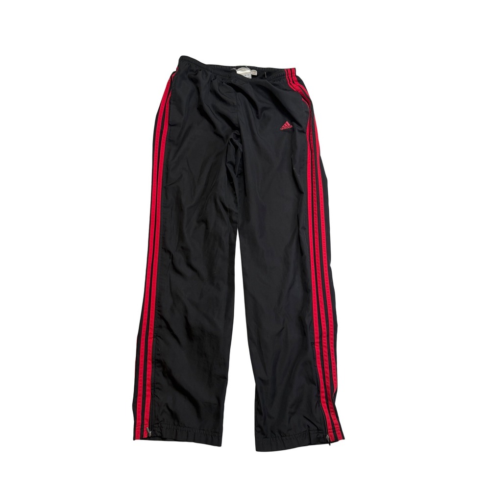 Retro Adidas Black & Red Zip-Cuff Windbreaker Pants